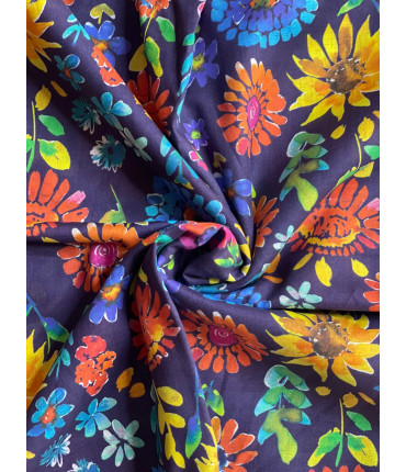 Blue Sunflower Fabric (OUT OF STOCK)